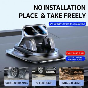 Car Phone Holder For Dashboard, Rotatable Phone Mount With Strong Suction Cup, Washable Gel Base, One-Click Lock, Non-Slip Silicone Pads, Universal Navigation Car Interior Accessory For All Phone