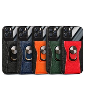 Ring Holder Phone Magnetic Protective Leather Case