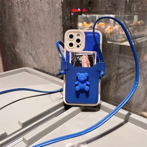 Bear Card Holder Klein Blue Phone Case