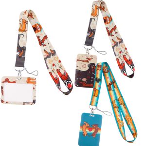 Dachshund Cartoon Mobile Phone Strap Card Holder