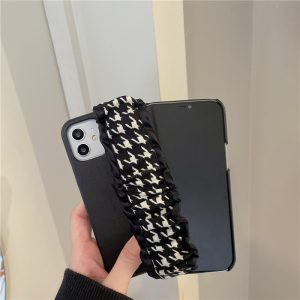 Simple Plaid Wrist Strap Silicone Phone Case