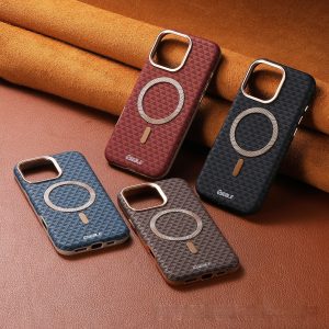 Triangle Shield Magnetic Suction Phone Case 15 Business All-inclusive Drop-resistant Leather Cover