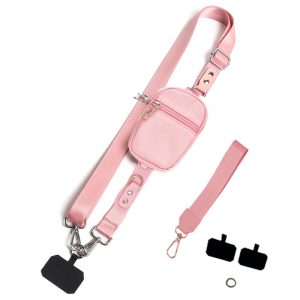 Twill Glossy Ribbon Phone Lanyard Detachable Wrist Strap With A Small Coin Pouch