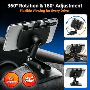 Multifunctional Rotatable Car Phone Holder Dashboard & Rear View Mirror Cell Phone Mount Auto Navigation Stand