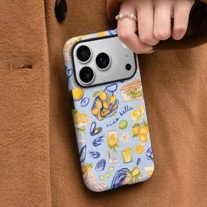 Green And Yellow Lemonpatterned Film Case For iPhone 17 Pro Max