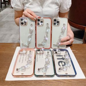 Electroplated Lens Chain Wrist Strap Phone Case