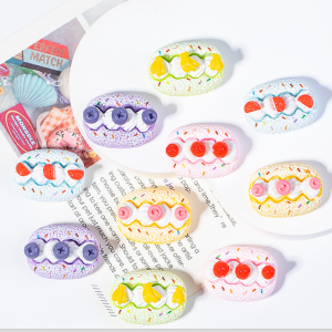 10 Piece Set Resin Accessories Cartoon Cream Sandwich Fruit Bread DIY Cream Glue Phone Case Patch Headpiece Key Clip
