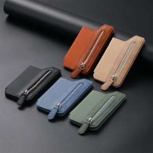Left And Right Flip Multi-card Holder Zipped Cell Phone Pouch