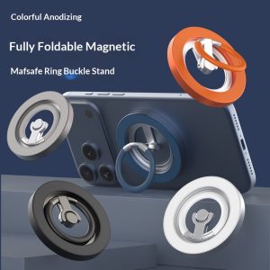 Rotating MagSafe Compatible Strong-magnetic Silicone Ring Metal Stand