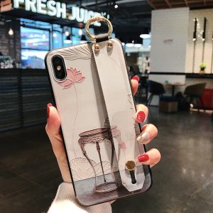 Embossed Wrist Strap Silicone Phone Case