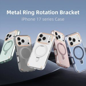 360 Rotation Stand Holder Magnetic Matte Phone Case For I-Phone 17 Pro 17 Max Plus Shockproof Protection Cover Shell