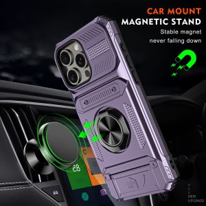 Hidden Card-Slot Magnetic Ring Stand Phone Case