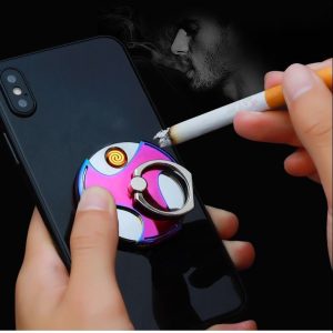 Multifunctional Mobile Phone Holder Ring Buckle Lighter USB Charging