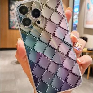 Colorful Grid Shockproof Transparent Phone Case Protection