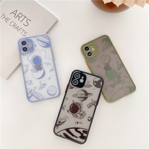 Luxury Space Astronaut Phone Case Matte Silicone Shockproof Phone Case