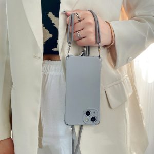 Grey Crossbody Lanyard Square Phone Case