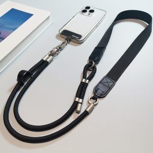Wide-strap Patchwork Crossbody Phone Lanyard