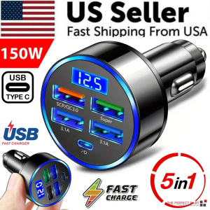5 USB Port Super Fast Car Charger Adapter For Android Cell Phone